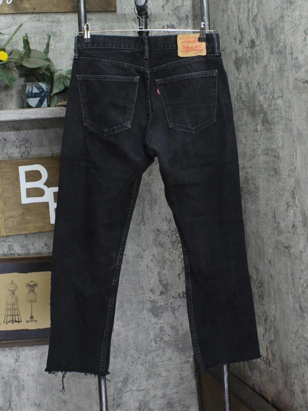 Levi'S Black Levi S Distressed Upcycle Straight Leg 505 Jeans Wash - Picture 2 of 8